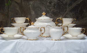 Bộ bình trà 1.3L Đài các chỉ vàng