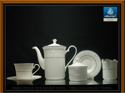 Bộ bình trà 1,1L TULIP nổi chỉ bạc